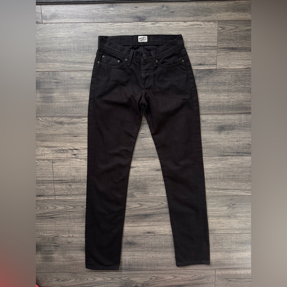 Naked & Famous Selvedge 28x32 Black Denim Jeans, Weird Guy Fit